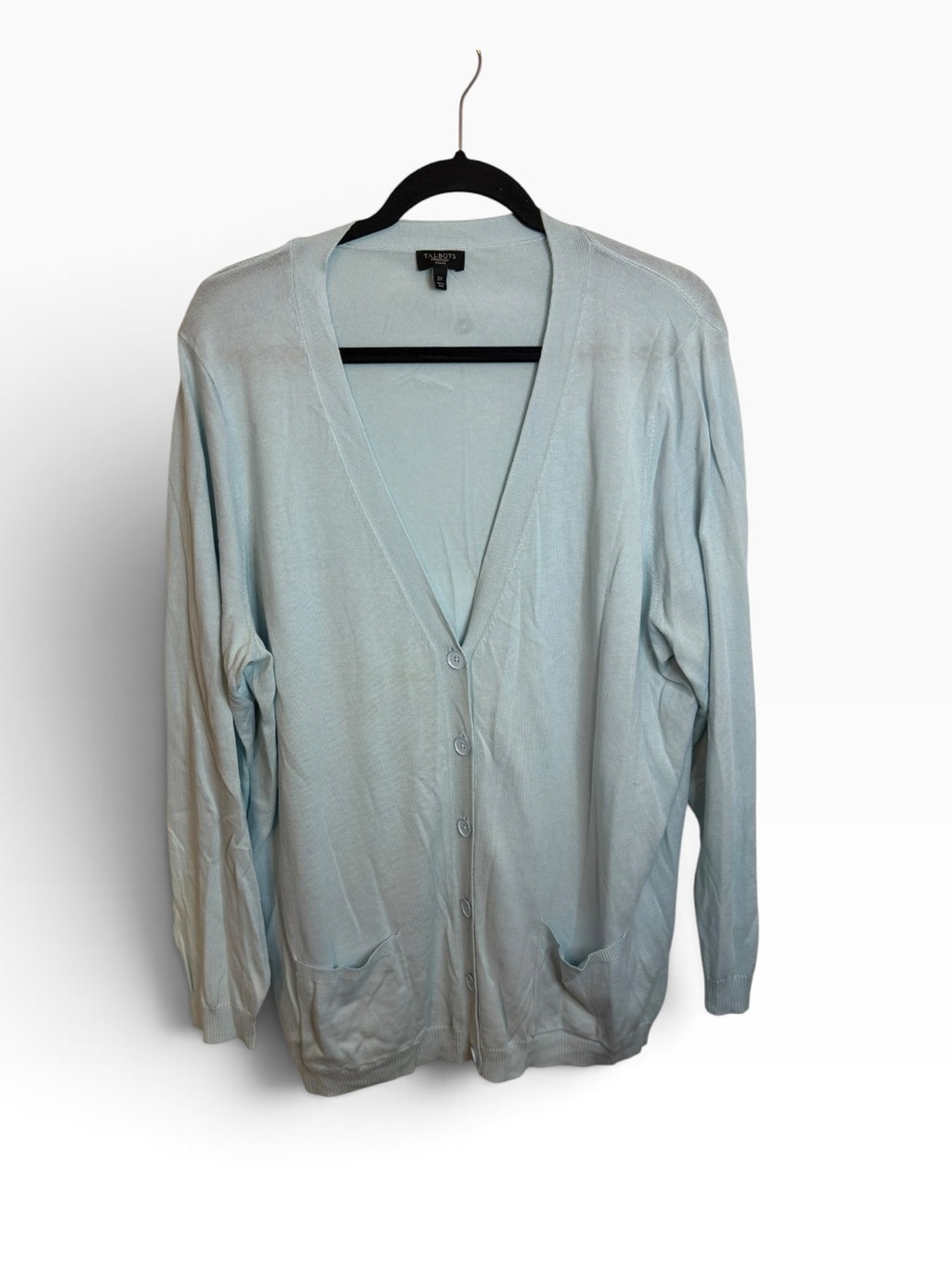 Talbots Baby Blue Classic Cotton Cardigan Sweater